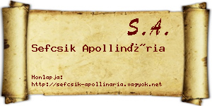 Sefcsik Apollinária névjegykártya